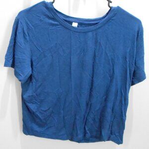 Tranquil & True Ladies Navy Blue Short Sleeve Rayon Blend T-Shirt Size-Small